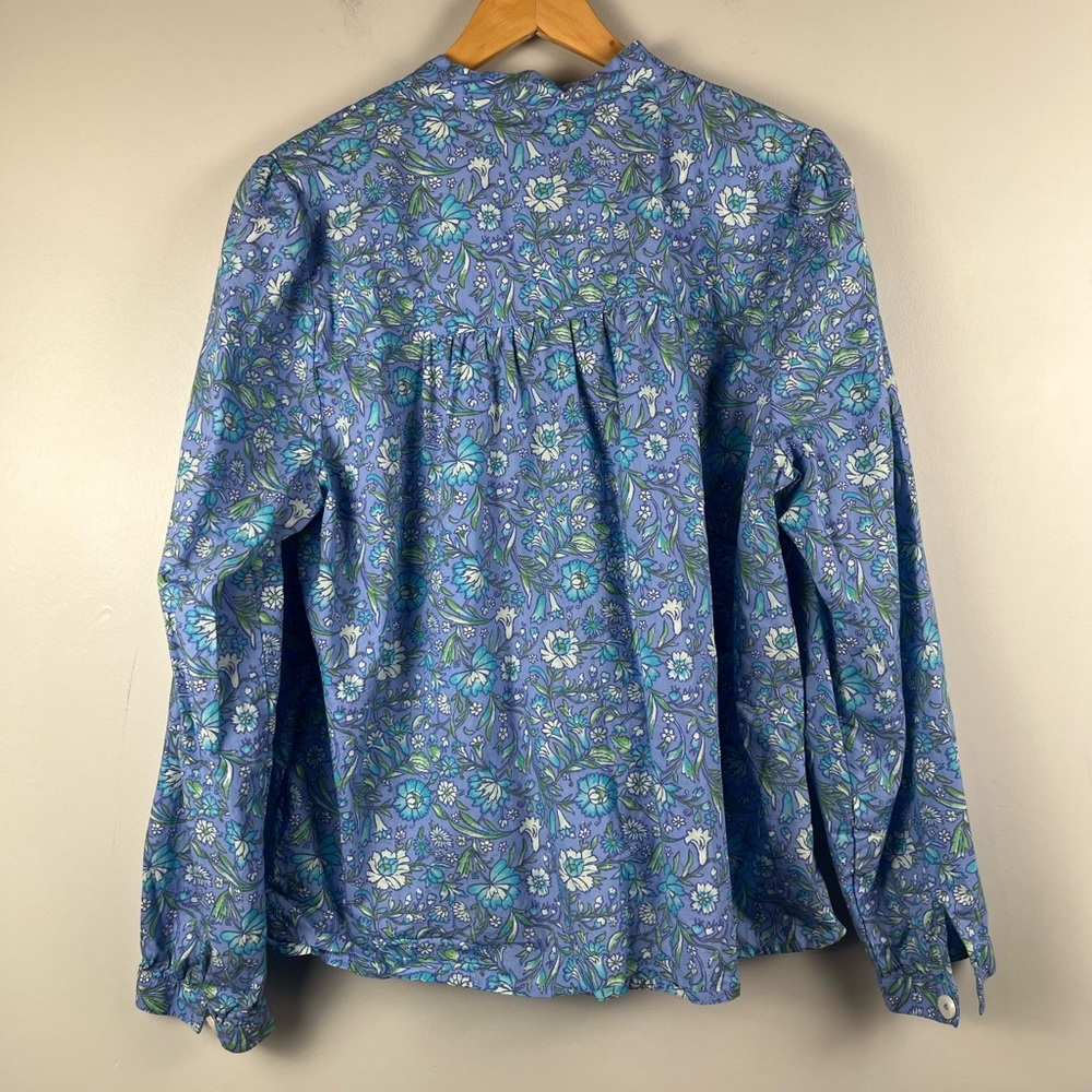 J. Crew Fresco Top In Floral Cotton Poplin blue size large - Picture 7 of 7
